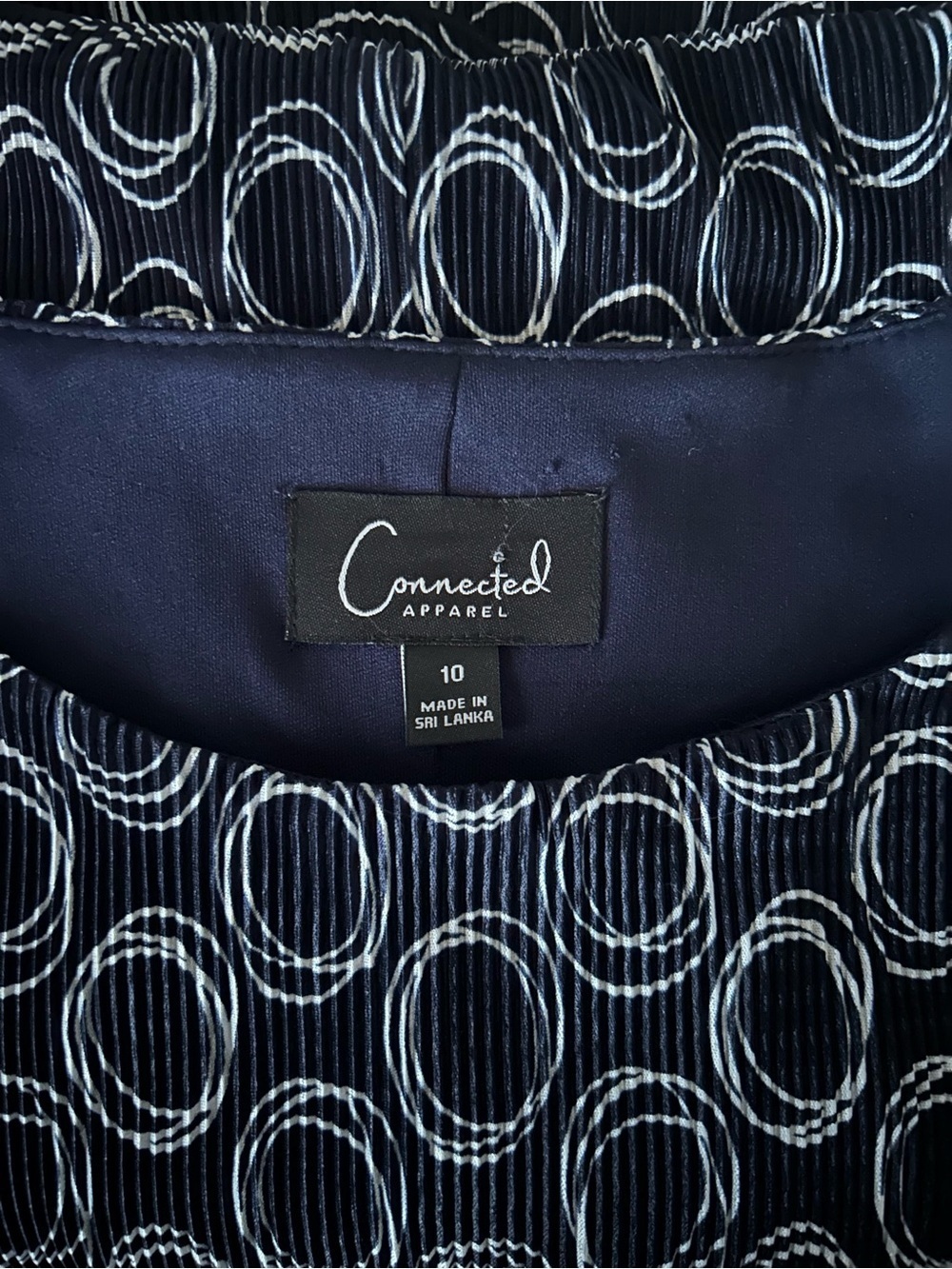 NWOT CONNECTED APPAREL Circle-Print Short Sleeve Midi Dress Navy & White Size 10 - Picture 6 of 7